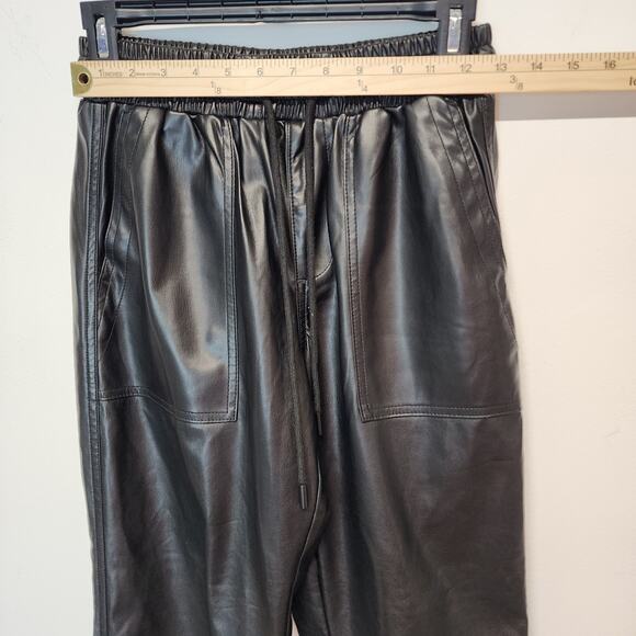 BlankNYC Faux Leather Jogger Pants Size 25" Black Pull On Elastic Waist Biker - Picture 6 of 9